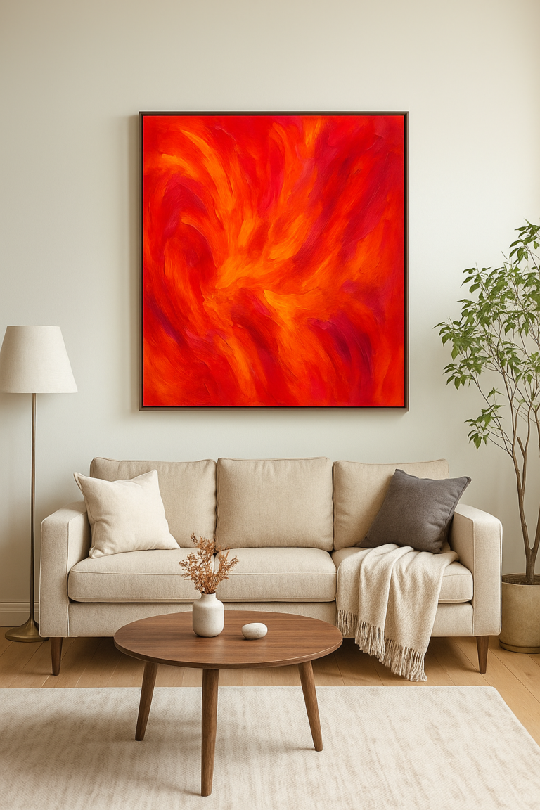 Abstract art for living room walls featuring modern textures and vibrant colors