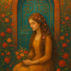 divine blossom guardian – hand painted artwork”