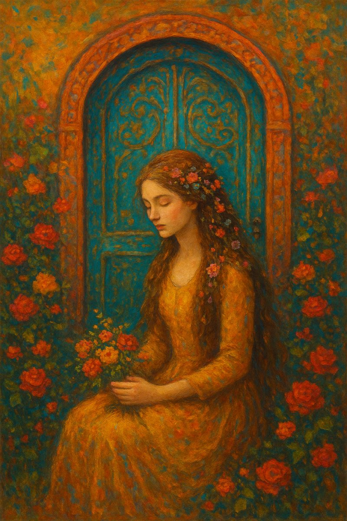 divine blossom guardian – hand painted artwork”