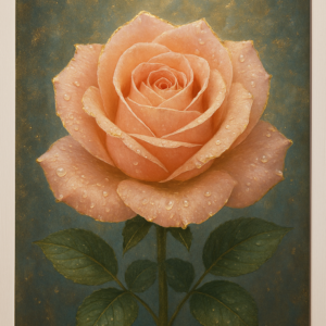 golden bloom – luxury rose painting with raindrop detail