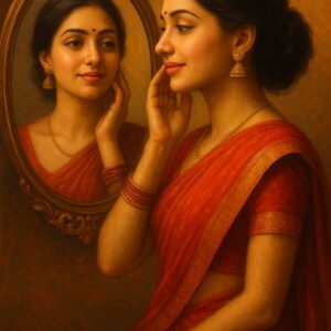 reflection of grace – hand painted portrait of timeless beauty