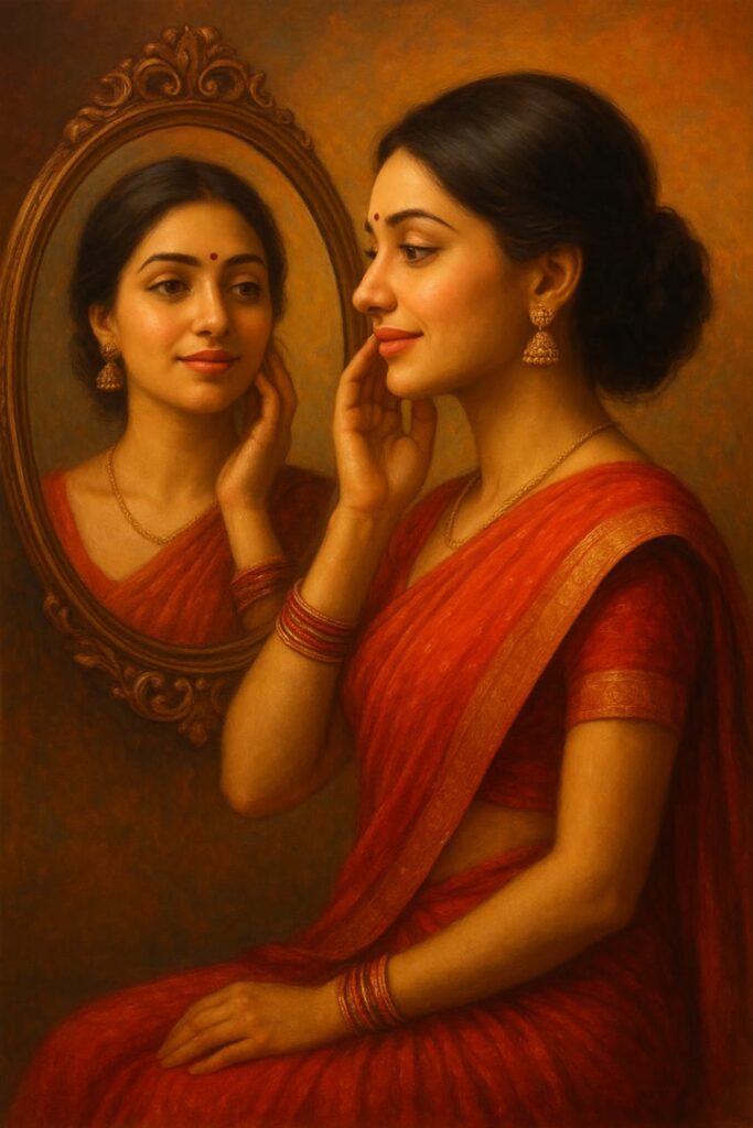 reflection of grace – hand painted portrait of timeless beauty
